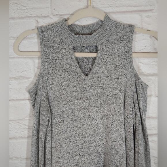 A I.N. San Francisco Heather Gray Brushed Cold Shoulder Long Sleeve Top Shirt S - Picture 5 of 12